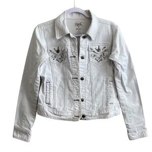 Rock 47 - White Embellished Denim Jacket - Size Small